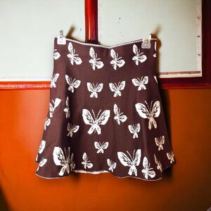Vintage 90's Y2k Knit Butterfly Skirt Women's size 2 Elastic Waist Flowy